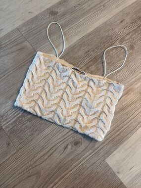 Zara Cream Cable Knit Cami Size Small Crop Top